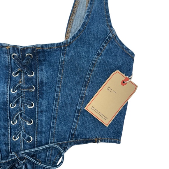 LONE STAR NWT Denim Jean Sexy Lace Up Stretchy Bustier Corset  Crop Size Medium - Picture 5 of 6